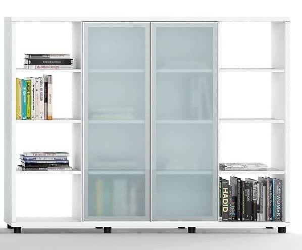 Armario librería bajo con puertas correderas, Serie Panel